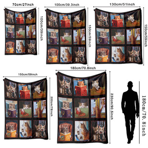 Couverture en flanelle motif chat de dessin animé mignon, plaid léger et respirant pour la sieste, idéal pour les voyages et le camping, impression personnalisée OEM ODM - Product Image 6