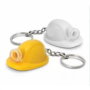 Gantungan Kunci topi keras, Gantungan Kunci gaya helm dengan lampu LED pemegang kunci lucu