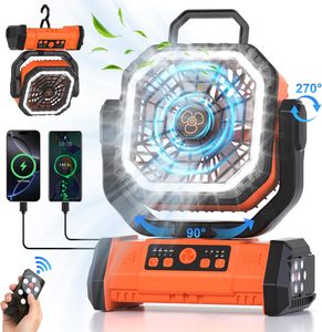 20000mAh Rechargeable Camping <b>Fan</b> <b>with</b> <b>Remote</b> <b>Control</b> LED Light and Oscillation - Product Image 1