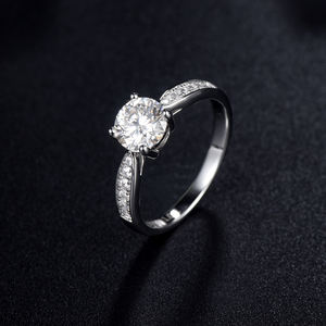 Venta al por mayor anillo precio grado <span class=keywords><strong>E</strong></span> oro blanco <span class=keywords><strong>Moissanite</strong></span> anillo - Product Image 3