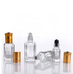 3 ml 6 ml 12ml Empty New <b>Small</b> Glass Massage Oil Roller <b>Bottle</b> Octagonal Attar <b>Bottle</b> With Glass Steel Ball - Product Image 4