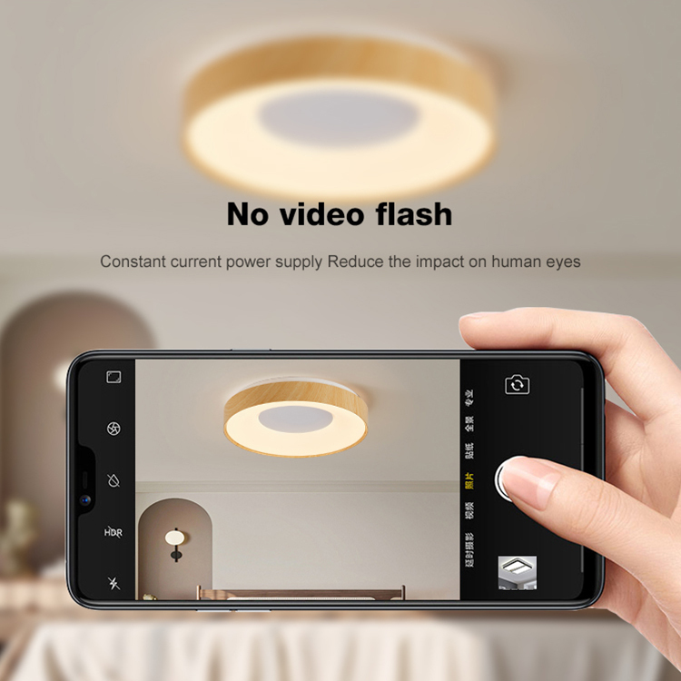 High Brightness Bedroom Ceil Lamp Simple Modern Lighting Wood Grain Smart Home Round Led Ceiling Light With Remote Control · image 3