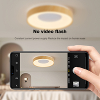 Lampe de plafond de chambre à coucher à haute luminosité éclairage moderne simple Grain de bois maison intelligente plafonnier LED rond avec télécommande