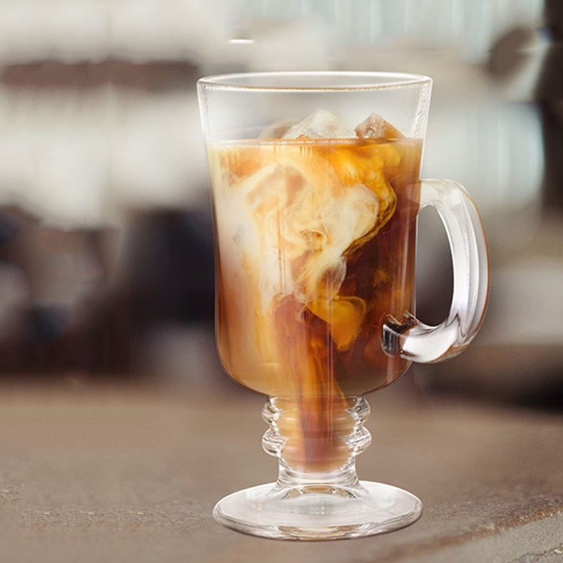 Clear Glass Latte Mug - 250ml Portuguese Irish Coffee Cappuccino Cup with  Handle, Ideal for Coffee, Tea, and Hot Beverages