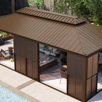 Gazebo à toit rigide permanent, solarium en PVC, naturel, écologique, double toit, en aluminium, abri extérieur, véranda pour terrasse