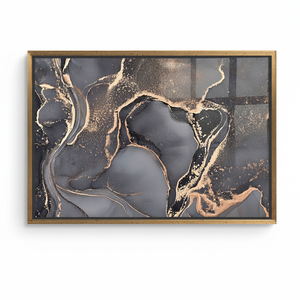 Gray and <b>Gold</b> Marble Tempered Glass Print Canvas Artwork - Modern Stained Glass Decor,<b>GOLD</b> <b>FRAMED</b> CANVAS - Product Image 2