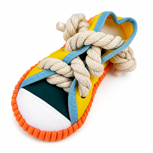 YAOYUE Juguete Masticable con Sonido de Zapatilla de Dibujos Animados para Perros Pequeños, Zapatilla de Lona con Cuerda de Algodón para Cuidado Dental y Alivio del Aburrimiento - Product Image 1