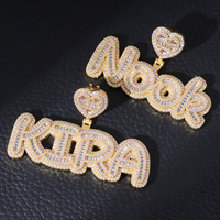 Hip Hop Bling Bling personnalisé lettre bijoux mignon coeur Style personnalisé pendentif bijoux glacé 5A Zircon avec coeur crochet Baguette