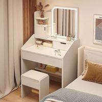 Coiffeuse moderne pour chambre à coucher, table de maquillage simple avec miroir, rangement multifonctionnel pour petit appartement