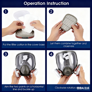 Pelindung Wajah Grosir CF6800 Masker Respirator Silikon Reusable Masker <span class=keywords><strong>Gas</strong></span> Full Face <span class=keywords><strong>Filter</strong></span> Karbon Aktif yang Dapat Diganti - Product Image 3