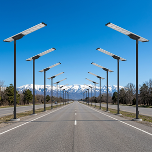 Lampadaire solaire direct usine 200W avec panneau mono, batterie LifePO4, télécommande 30m, <span class=keywords><strong>4</strong></span> modes réglables - Product Image 1