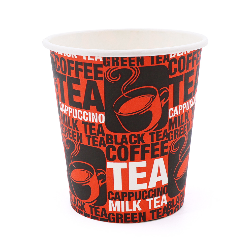 8oz Disposable Corrugated Paper Cups with Lids Ripple Wall PE Coated Paper Cup Flexo Printing Fan