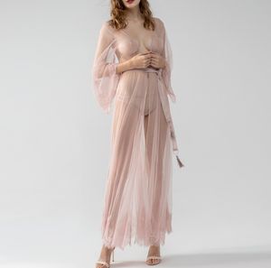 Lingerie de mariée en maille transparente élégante et personnalisée pour femmes Robe longue <span class=keywords><strong>Kimono</strong></span> de mariée pour mariage d'été pour dames - Product Image 5