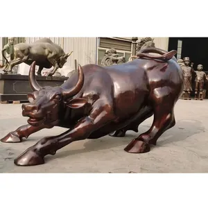 Célèbre Décoration Extérieure Bronze Wall Street Bull Sculpture Cuivre Bovins Statue