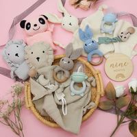 Ensemble de jouets pour bébé en coton mousseline 100% : lingettes de dentition, serviette, lapin apaisant, couverture de sécurité