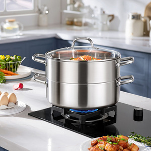 Deshilang Stainless Steel Double Layer <b>Steamer</b> 304 Grade For Gas And Induction Cookers With Lid - Product Image 2