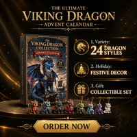 Calendrier de l'Avent Thème Dragon Viking - 24 Pendentifs en Verre Boîte Mystère - Ornement de Noël à Suspendre - Collection Décorations Plates