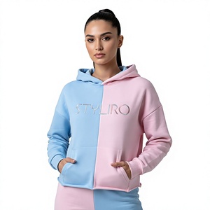 เสื้อฮู้ดผู้หญิงสไตล์ Styliro ดีไซน์สีตัดต่อแบบอสมมาตร ปักโลโก้ สวมใส่สบายๆ สำหรับฤดูใบไม้ร่วง - Product Image 1