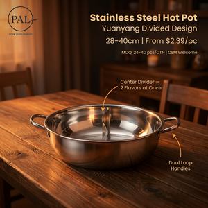 Pentola Yuanyang Premium in Acciaio Inox 201, 28-40cm, Design a Doppio Sapore, Ecologica, Facile da Pulire, per Gas/Induzione - Product Image 1