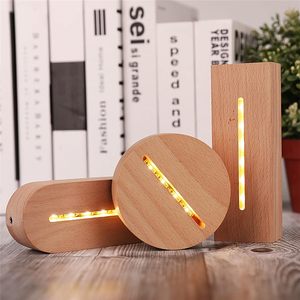 Lampe de nuit moderne 3D à LED alimentée par USB 5V avec base en bois et lumière blanche chaude à intensité variable pour la décoration de la chambre - Product Image 3