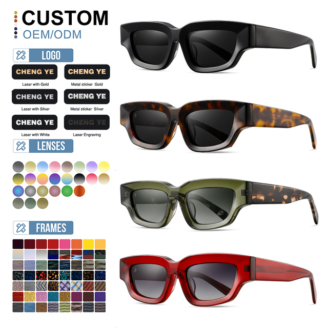 2025 Trendy Punk Style Polarized Acetate Square Sunglasses for Unisex UV Protection Comfortable Fit Durable High Quality