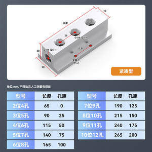 Distribuidor de Aire de Aluminio en Forma de T, Multi-Tubería, de 4 y 2 Puntos, Bloque de Aire de 3 Canales, Unidad Distribuidora para Enfriamiento de Moldes de Agua - Product Image 5
