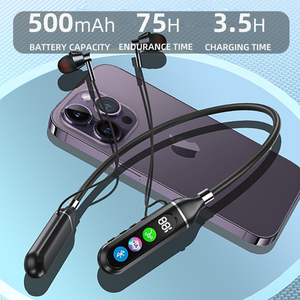 Auriculares Bluetooth 5.4 con Banda para el Cuello, Auriculares Intrauditivos con Pantalla Digital, Reproducción de Tarjeta TF, Cancelación Activa de Ruido - Product Image 3