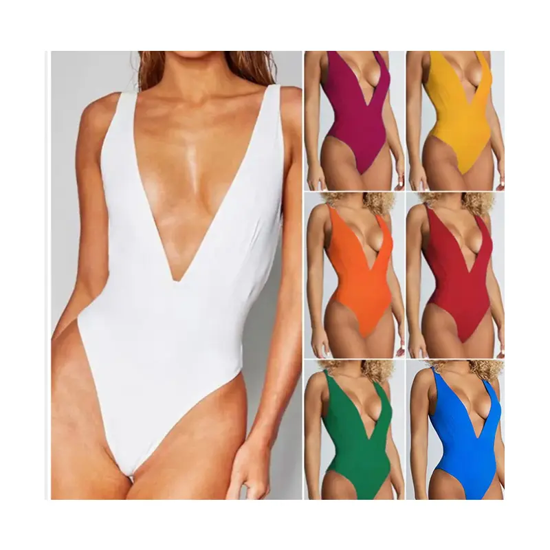 DS Custom Logo Women Plus Size Bikini Deep V One Piece Swimsuit Sexy Swim Suits Summer Bathing Suit Beachwear Swimwear