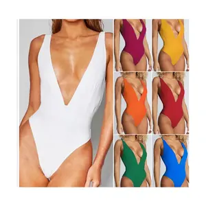 DS Custom Logo Women Plus Size Bikini Deep V 1 Piece Swimsuit Sexy Swim Suits Summer Bathing Suit Beachwear Swimwear