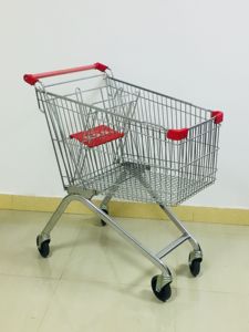 Chariot de courses de supermarché de style européen, chromé, 85L - Product Image 4