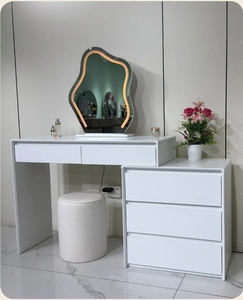 Modern White Makeup Vanity <b>Desk</b> with LED Mirror Dressing Table Storage <b>Cabinet</b> Bedroom Home Use - Product Image 3