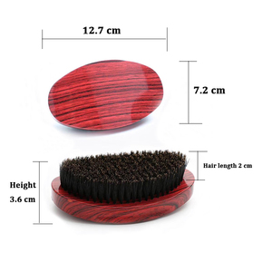 JDK Private Label Brosse à barbe à finition grain de bois <span class=keywords><strong>rouge</strong></span> Poils de sanglier doux et moyens Palette de palmier Caractéristiques du coussin d'évent rond - Product Image 6