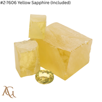 Matériaux bruts de laboratoire # Saphir jaune Z 7606 avec couleur d'inclusion, taille de gemme, synthétique, simulé, créé en laboratoire, Nanosital Nano