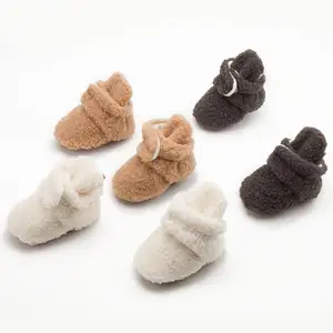 תוספות חמה למכור מוצק צבע פליז תינוק נעלי צמר חם תינוק נעלי עבור 0-18 חודשים