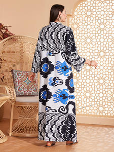 Nuovo arrivo abito retrò musulmano elegante abito Casual ispirato al medio <span class=keywords><strong>oriente</strong></span> Dubai autunno poliestere Abaya all'ingrosso Stock - Product Image 5