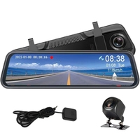 Enregistreur 10 pouces 2 caméras 1080p surveillance des angles morts module GPS caméra de rétroviseur de voiture à clipser
