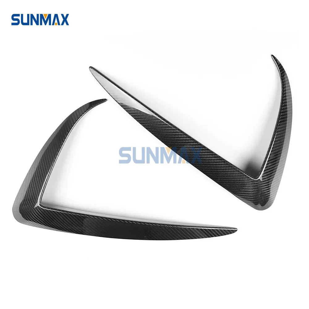 Sunmax-Cubierta embellecedora de CEJA para párpado de luz antiniebla delantera de fibra de carbono real, accesorios de coche para Tesla Model 3 Model Y 2020 2021 2022