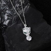 Collier en argent 925 au design unique avec pendentif léopard des neiges en moissanite 1 carat pour femme, idéal comme cadeau de mariage