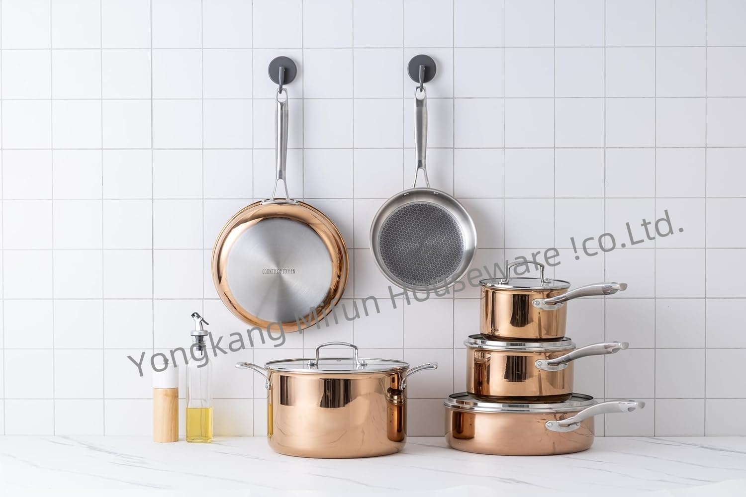 Modern 10 Pc Hybrid Cookware Set W/ Lids Stainless Steel Wok Kitchenware 3-ply Stainless Steel Honeycomb Non Stick Pans Sets · image 6