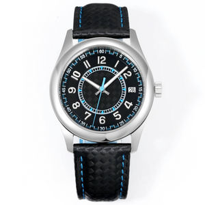 Montre-bracelet automatique haut de gamme pour homme 2026 HOT avec cadran texture carbone, aiguilles bleues accentuées, index lumineux et calendrier mécanique - Product Image 1