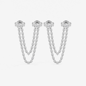 Boucles d'oreilles tendance en diamant rond cultivé en laboratoire 2 carats, bijoux de luxe élégants pour femmes, design moderne et affirmé pour le quotidien - Product Image 3