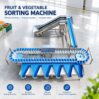 Mobiele sorteermachine met wielen voor flexibel gebruik in verschillende werkzones op boerderijen voor de verwerking van producten