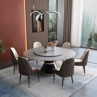 Luxuriöser Minimalistischer Moderner Esstisch, Rund, Skandinavischer Stil, Drehbar, aus Stein, für Zuhause, Hotel und Wohnzimmer
