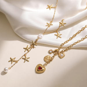 قلادة أنيقة بسيطة للنساء من الفولاذ المقاوم للصدأ مع حجر ألماس واحد وقلادة لؤلؤ، هدية للفتيات، قلادة عصرية - Product Image 3