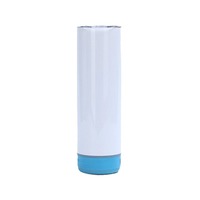 Vaso de sublimación recto delgado de 20oz con aislamiento al vacío de acero inoxidable con altavoz de diente azul altavoz inalámbrico taza de música