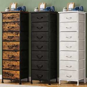 <span class=keywords><strong>Commode</strong></span> moderne et simple de 47 pouces avec 7 tiroirs en tissu, structure métallique pour chambre et salon, noir, blanc, marron - Product Image 1