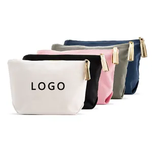 Cosmetic Zipper Bag Wholesale Custom Printed Sublimation Blank Organic Cotton Canvas Cosmetic Makeup Pouch Beauty Make Up Zipper Bag For Travel