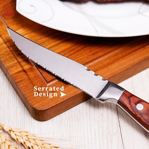 Fábrica de cuchillos Cuchillos de carne personalizados Juego de cuchillos de carne con mango de madera Pakka rojo Cubiertos de cena con caja de regalo exquisita de madera - Product Image 5