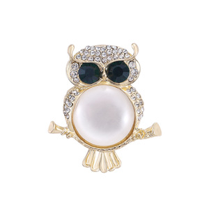 Broche vintage hibou en perles, épinglette animale en strass, accessoire vestimentaire en gros - Product Image 6