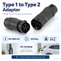 Nouvel adaptateur de charge pour véhicules électriques de type 1 à type 2, 110-250V AC, prise et prise de courant J1772 à IEC 62196 32A pour voitures électriques européennes